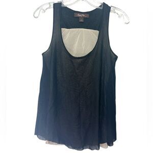 SWEET PEA LADIES SHIRT BLACK TULLE MESH MEDIUM SCOOP CAPSULE VTG Y2K minimalist